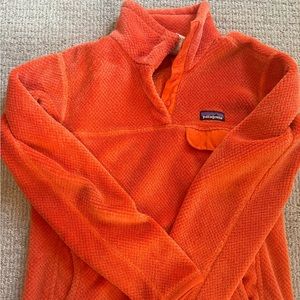 Patagonia fleece, bright coral, size medium
